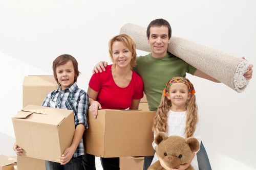 Balanced scales with moving boxes representing fair resolution in removals complaints