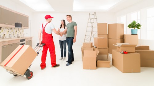 Packed boxes and secured items arranged safely for transport
