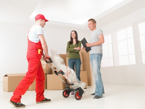 Commercial relocation with moving truck serving Belsizepark offices